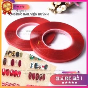 Băng keo đỏ nail , cuộn keo đỏ 2 mặt dán mẫu móng , tạo fan mi , dùng trong nailbox