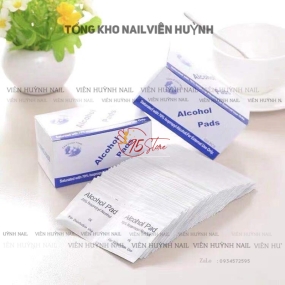 bông tẩm cồn nail , hộp 100 miếng cồn dùng lau móng , làm dụng cụ nailbox